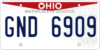 OH license plate GND6909
