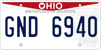OH license plate GND6940