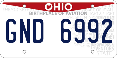 OH license plate GND6992