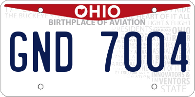 OH license plate GND7004