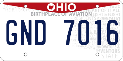 OH license plate GND7016