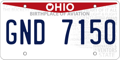 OH license plate GND7150