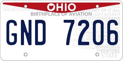 OH license plate GND7206