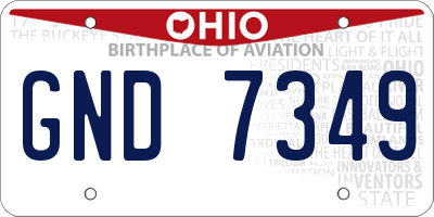 OH license plate GND7349