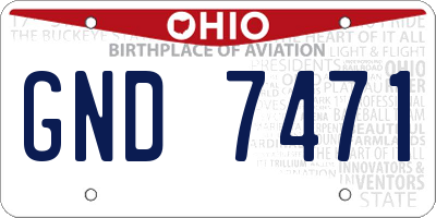 OH license plate GND7471