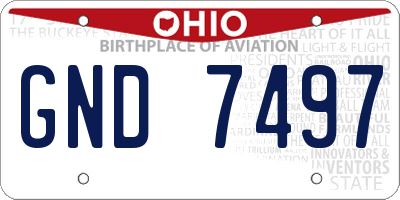 OH license plate GND7497