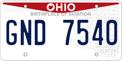 OH license plate GND7540