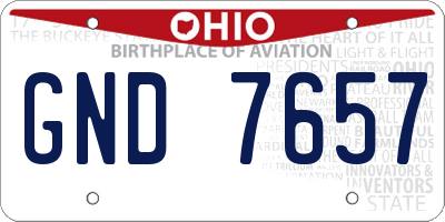 OH license plate GND7657