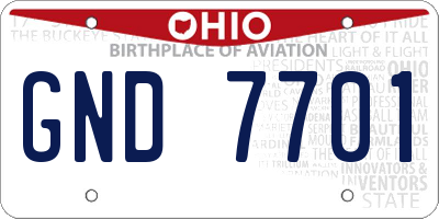 OH license plate GND7701