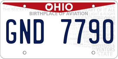 OH license plate GND7790