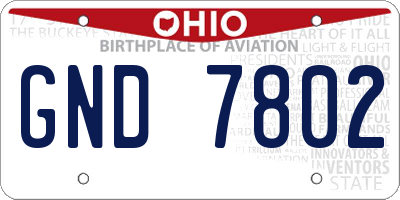 OH license plate GND7802