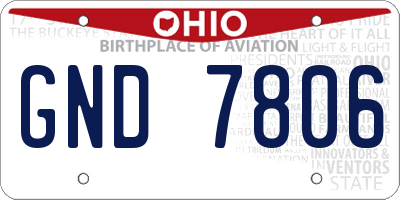 OH license plate GND7806