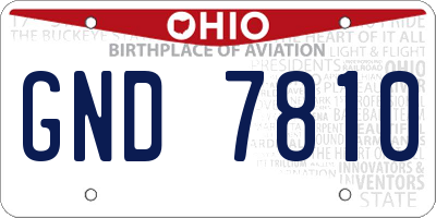 OH license plate GND7810