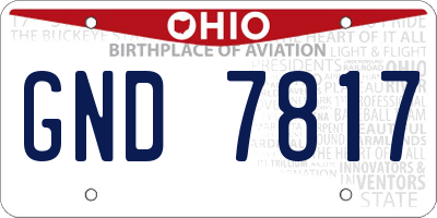 OH license plate GND7817