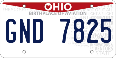 OH license plate GND7825