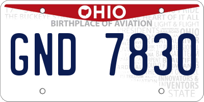 OH license plate GND7830