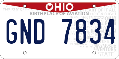 OH license plate GND7834