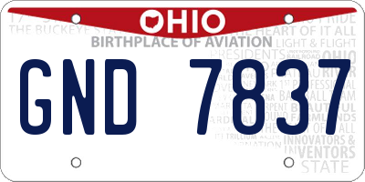 OH license plate GND7837