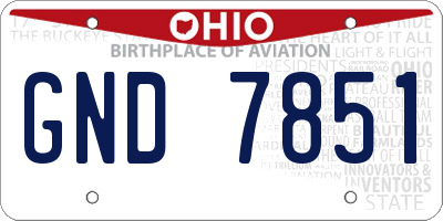OH license plate GND7851