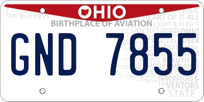 OH license plate GND7855