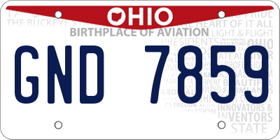 OH license plate GND7859