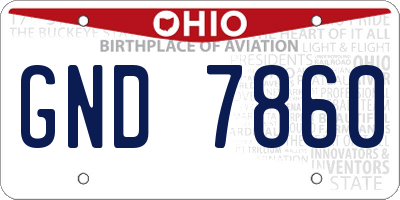 OH license plate GND7860