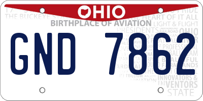 OH license plate GND7862