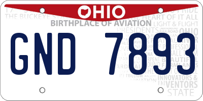 OH license plate GND7893