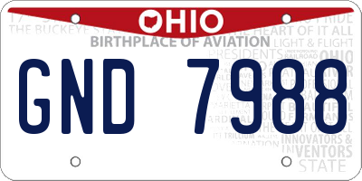 OH license plate GND7988