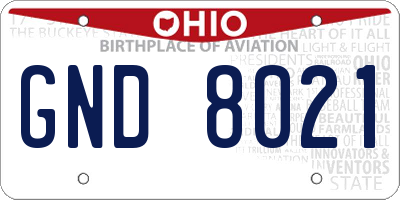 OH license plate GND8021