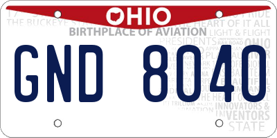 OH license plate GND8040