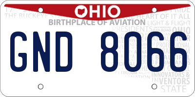 OH license plate GND8066