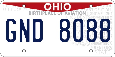 OH license plate GND8088