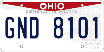 OH license plate GND8101