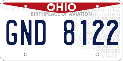 OH license plate GND8122