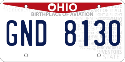 OH license plate GND8130