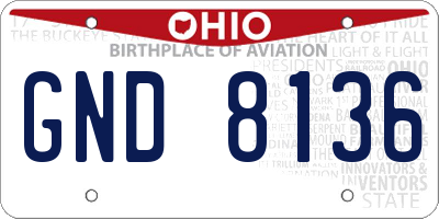 OH license plate GND8136