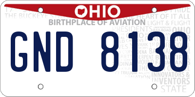 OH license plate GND8138