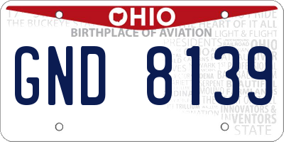 OH license plate GND8139