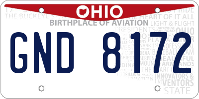 OH license plate GND8172