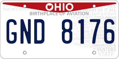 OH license plate GND8176