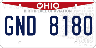OH license plate GND8180