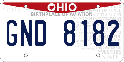 OH license plate GND8182