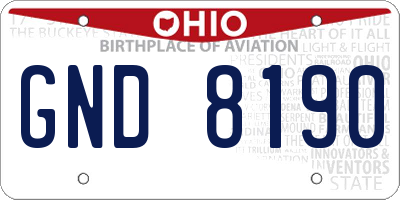 OH license plate GND8190