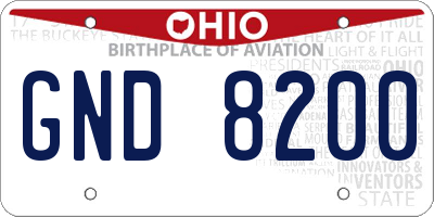 OH license plate GND8200