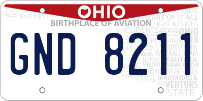 OH license plate GND8211