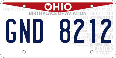OH license plate GND8212