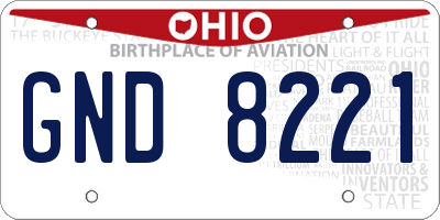 OH license plate GND8221