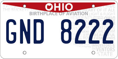 OH license plate GND8222