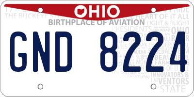 OH license plate GND8224